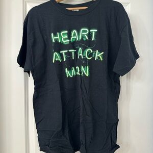 Black "Heart Attack Man" Graphic Tee - Neon Green Print Glow in the Dark